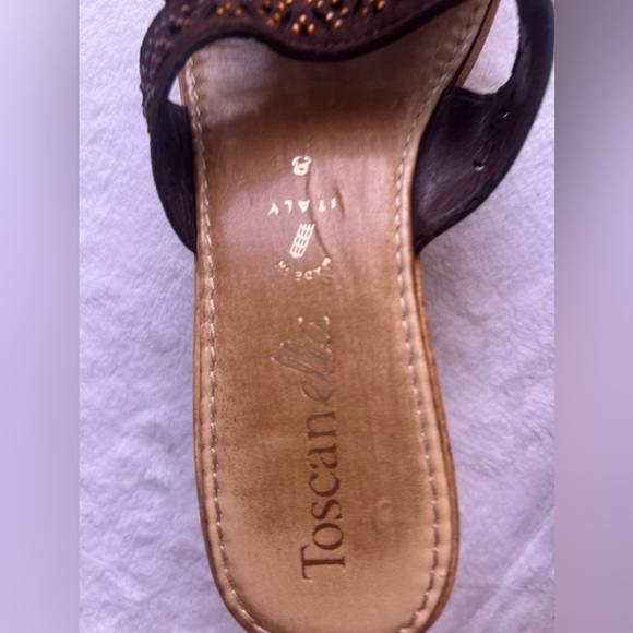 Toscanella Italian Wedge sandals Bright Strap Brown Made In Italy  Size 39 - Picture 5 of 12
